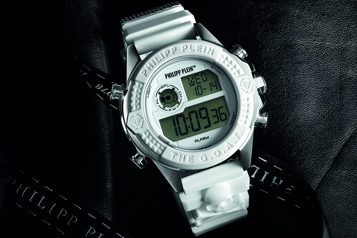 Orologio Philipp Plein The G.O.A.T. Digitale Al Quarzo: Cassa Oro Rosa 44mm, Cinturino Acciaio