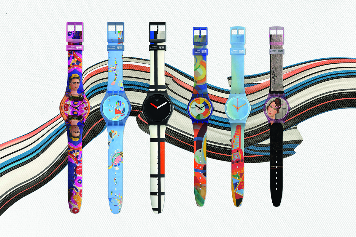 I sei modelli della collezione Swatch X Centre Pompidou