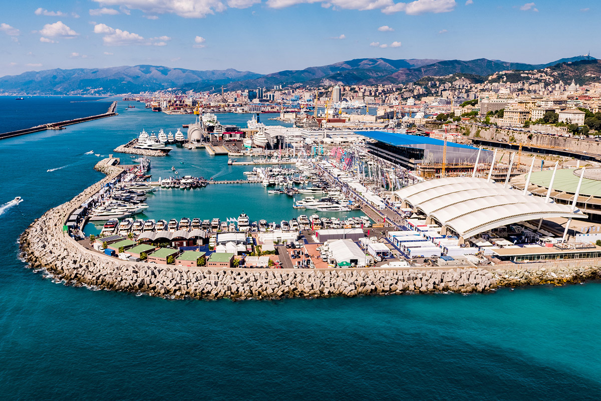 Veduta aerea del 62° Salone Nautico di Genova