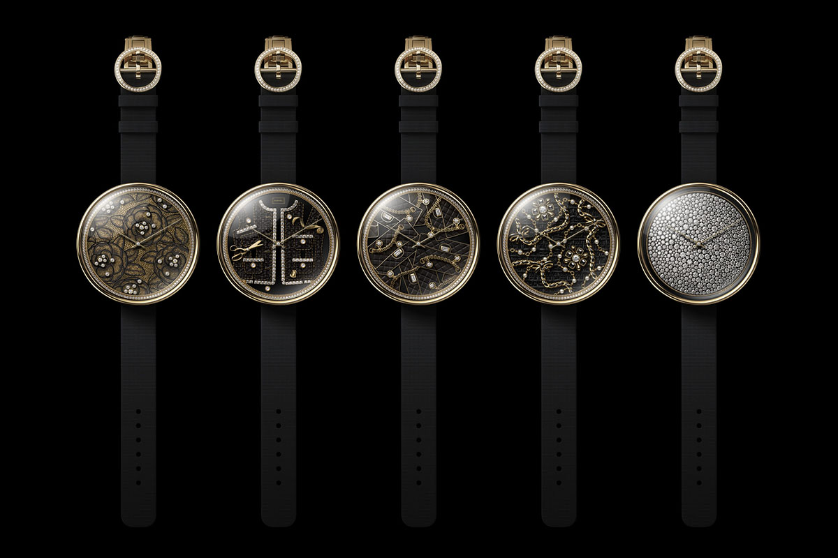 I cinque orologi della collezione Mademoiselle Privé Pique-Aiguilles di Chanel