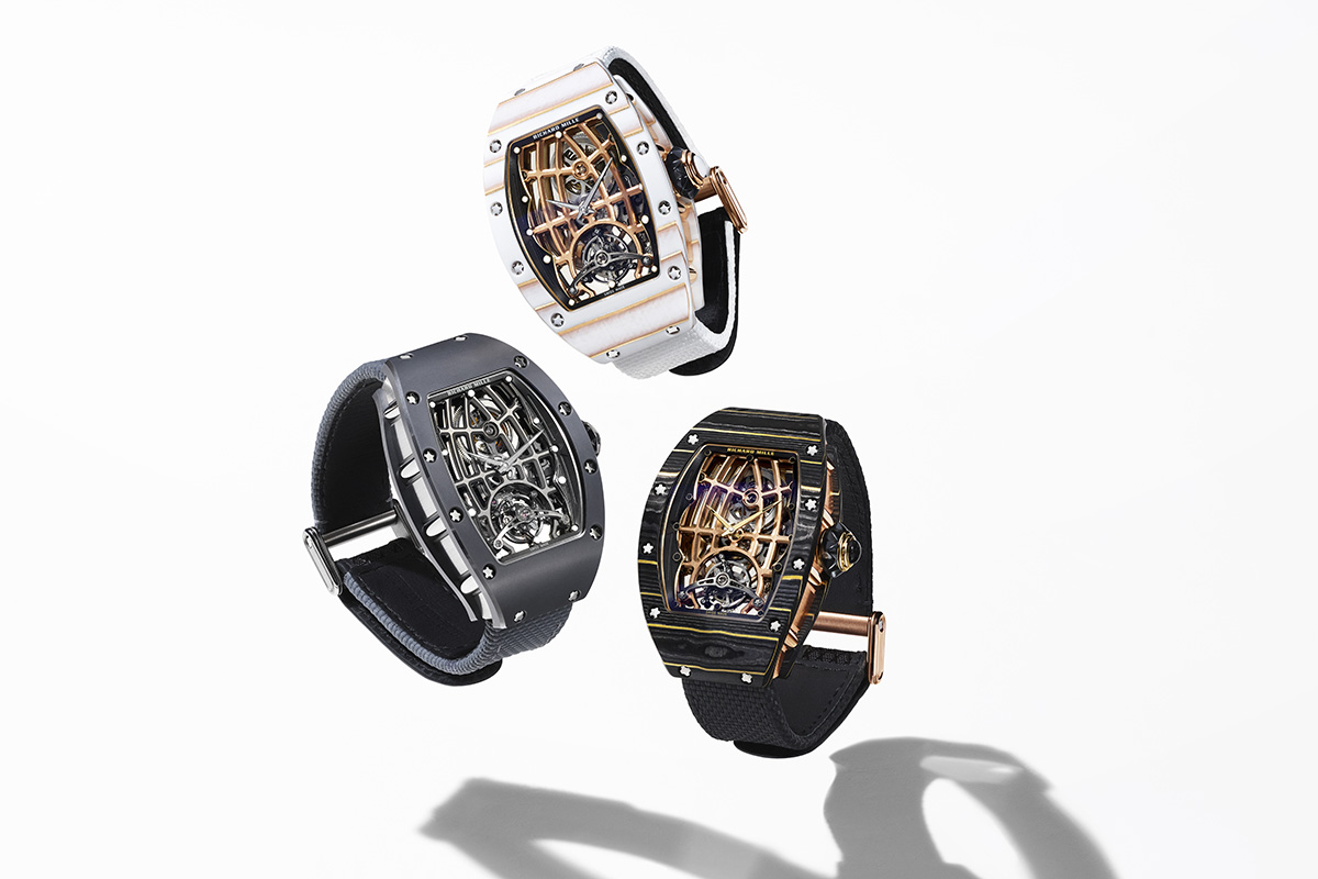 KL'RM 74-02 Gold Quartz Tpt insieme a due versioni dell'RM 74-01