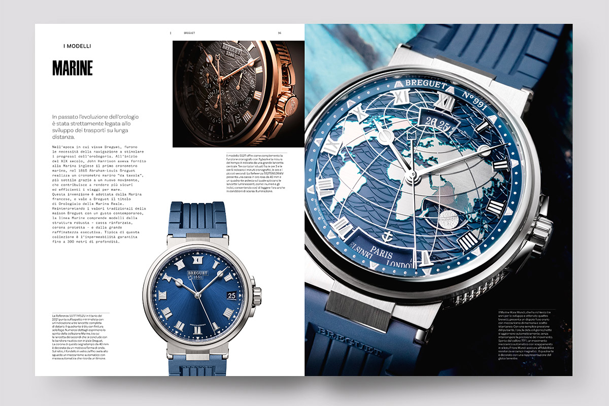 Una doppia pagina del libro "300 orologi iconici"