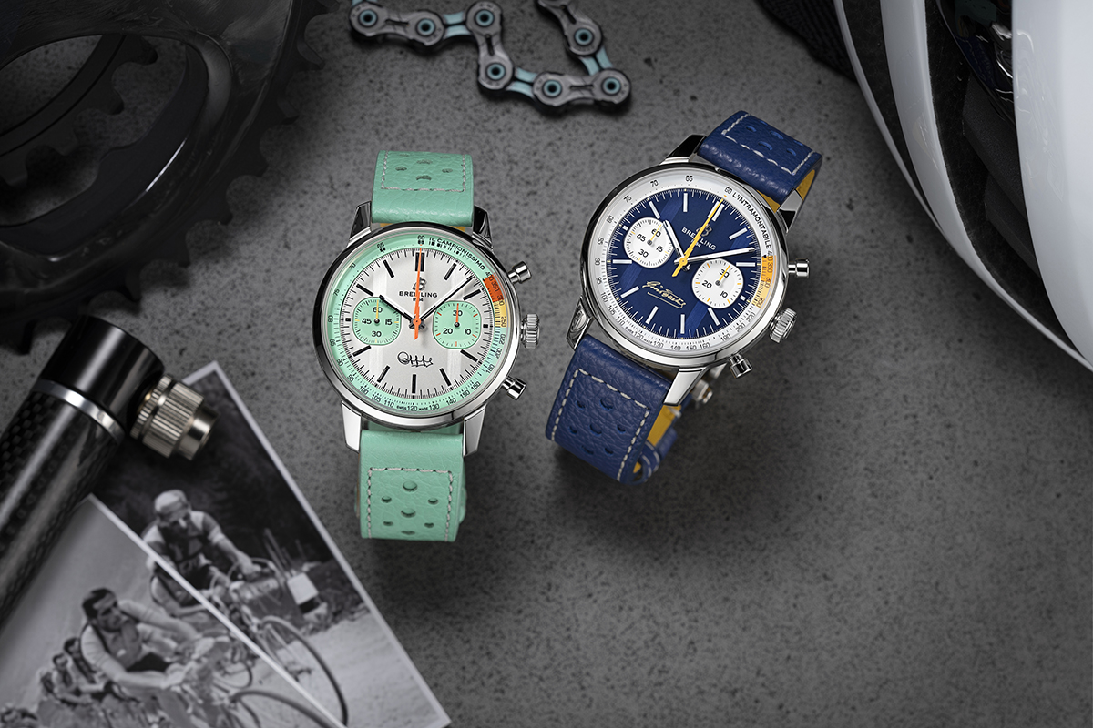 Tra gli orologi dedicati al ciclismo anche i due Breitling Top Time B01 Fausto Coppi e Top Time B01 Gino Bartali