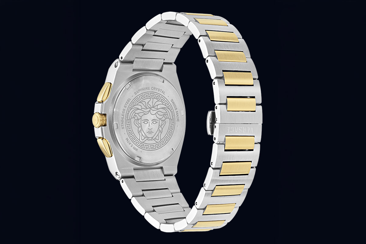 Il Versace Tolomeo Chrono visto dal retro